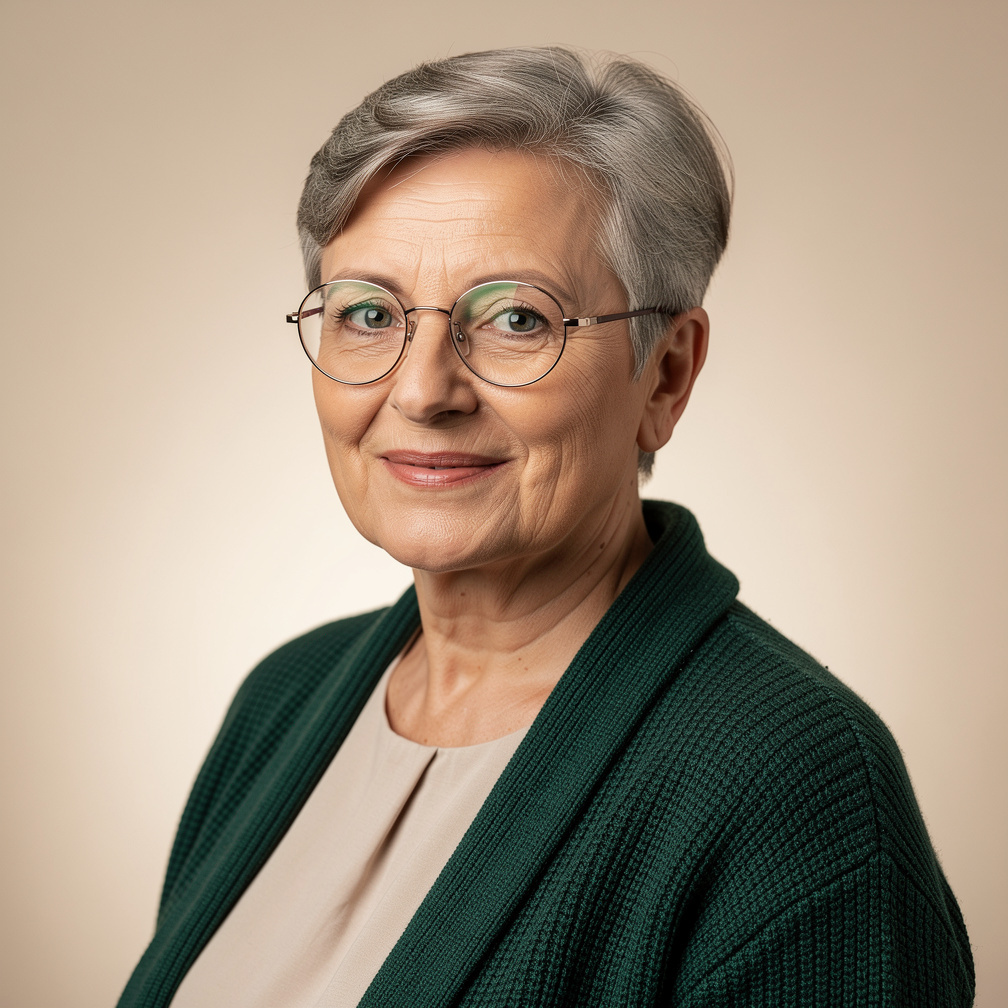 Portrait of an older Croatian woman with glasses