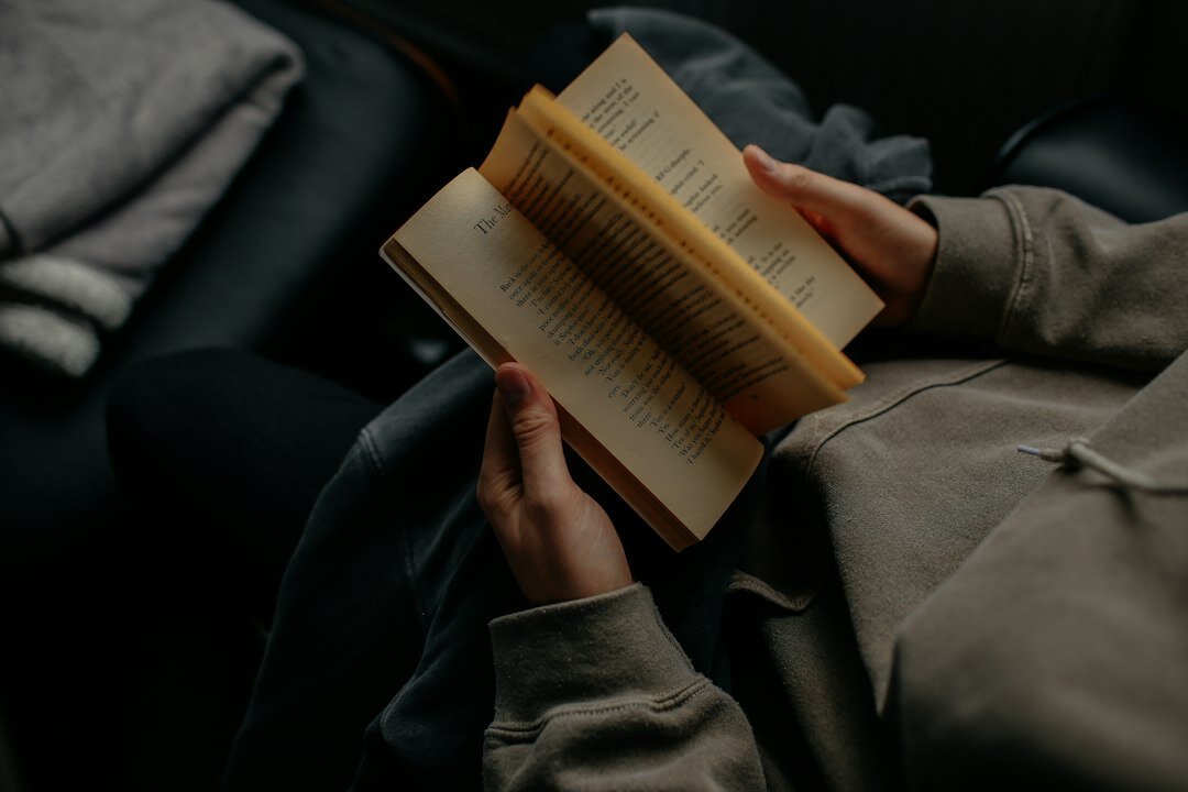 tense book reading at night